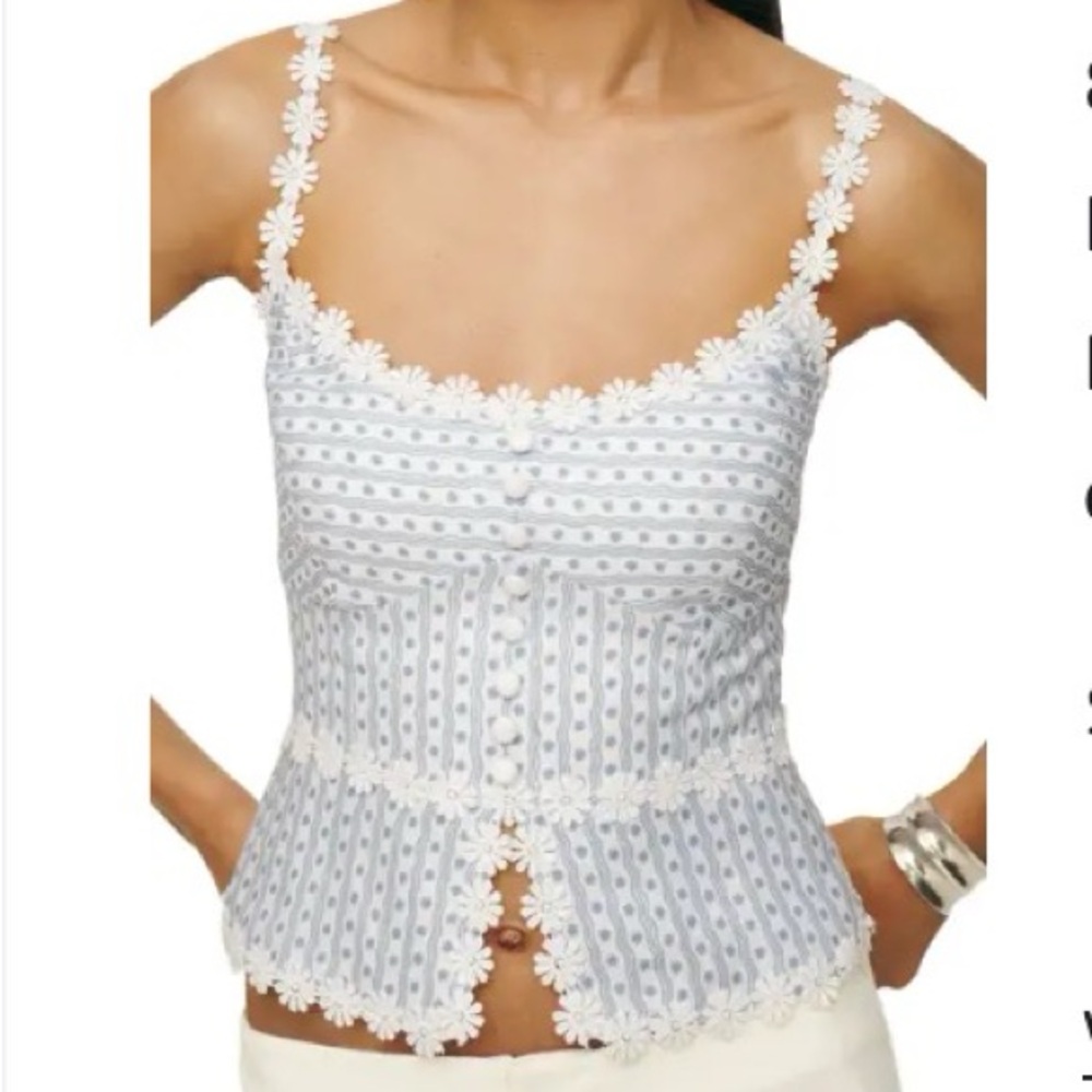 Reformation Minna Button Front Linen Tank Top